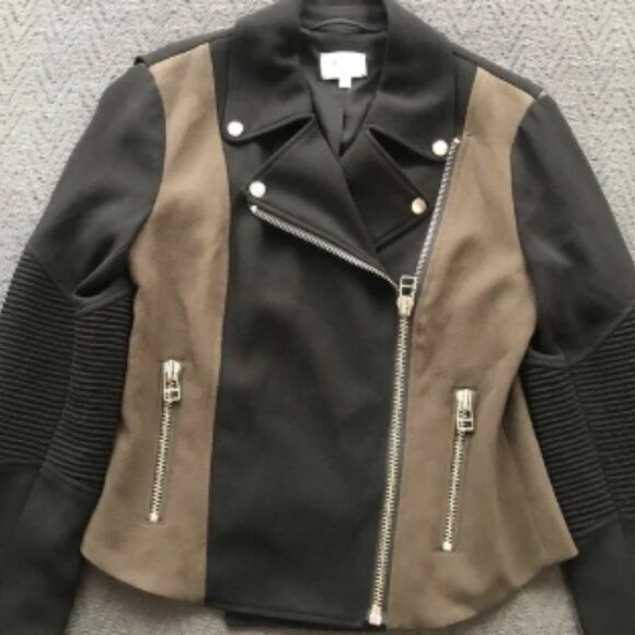 NWOT Wilfred Aritzia Moto Jacket Black Olive Khaki Fabric Made in Japan 2 - Picture 2 of 6